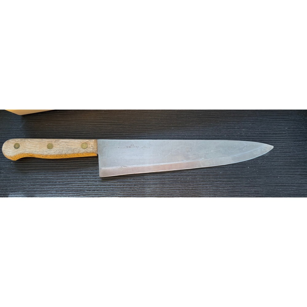 Old Homestead Lifetime Cutlery Chef Knife Stainless Japan Wood Handle 10in Blade